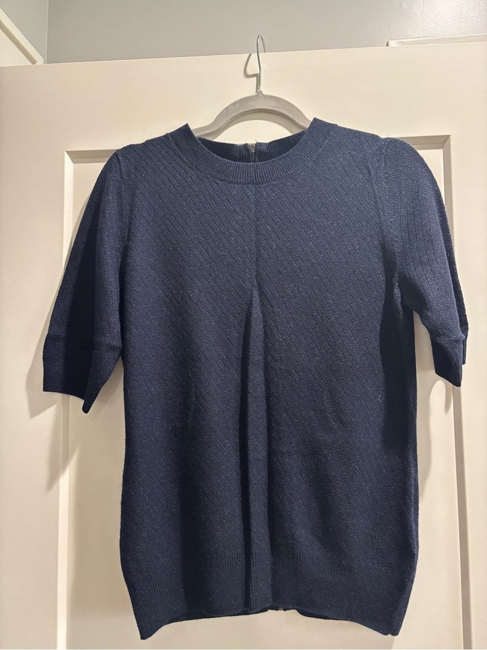 Banana Republic Navy Short-Sleeve Textured Knit Top